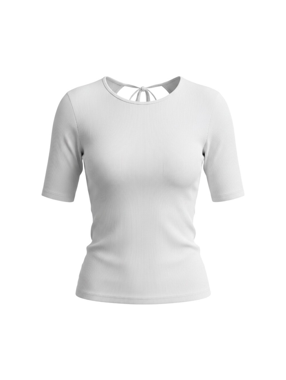Zara Women's White Ribbed Short Sleeve Open  Tie-Back Top NWT